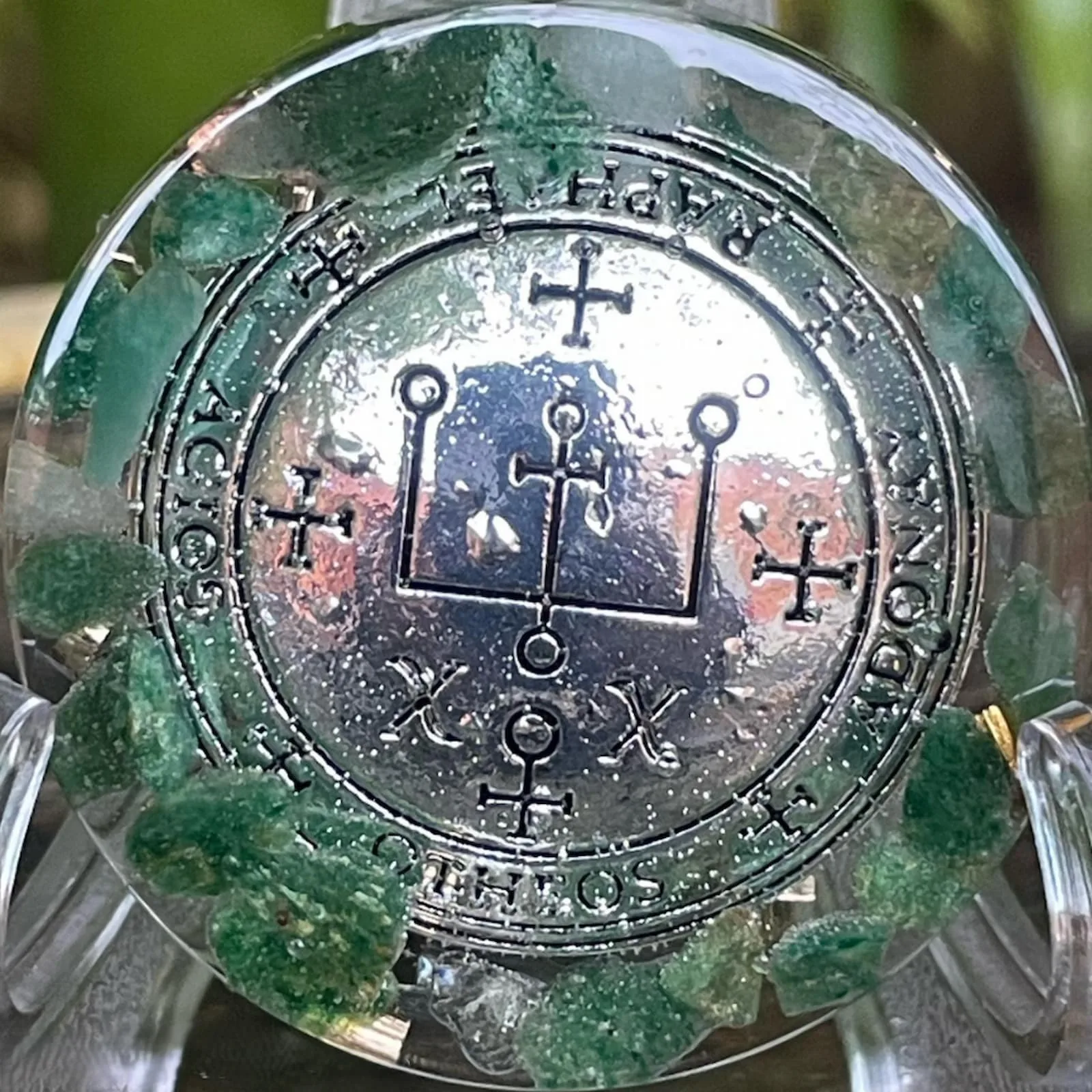 Orgonite de Poche Archange Raphael Sceau Argenté