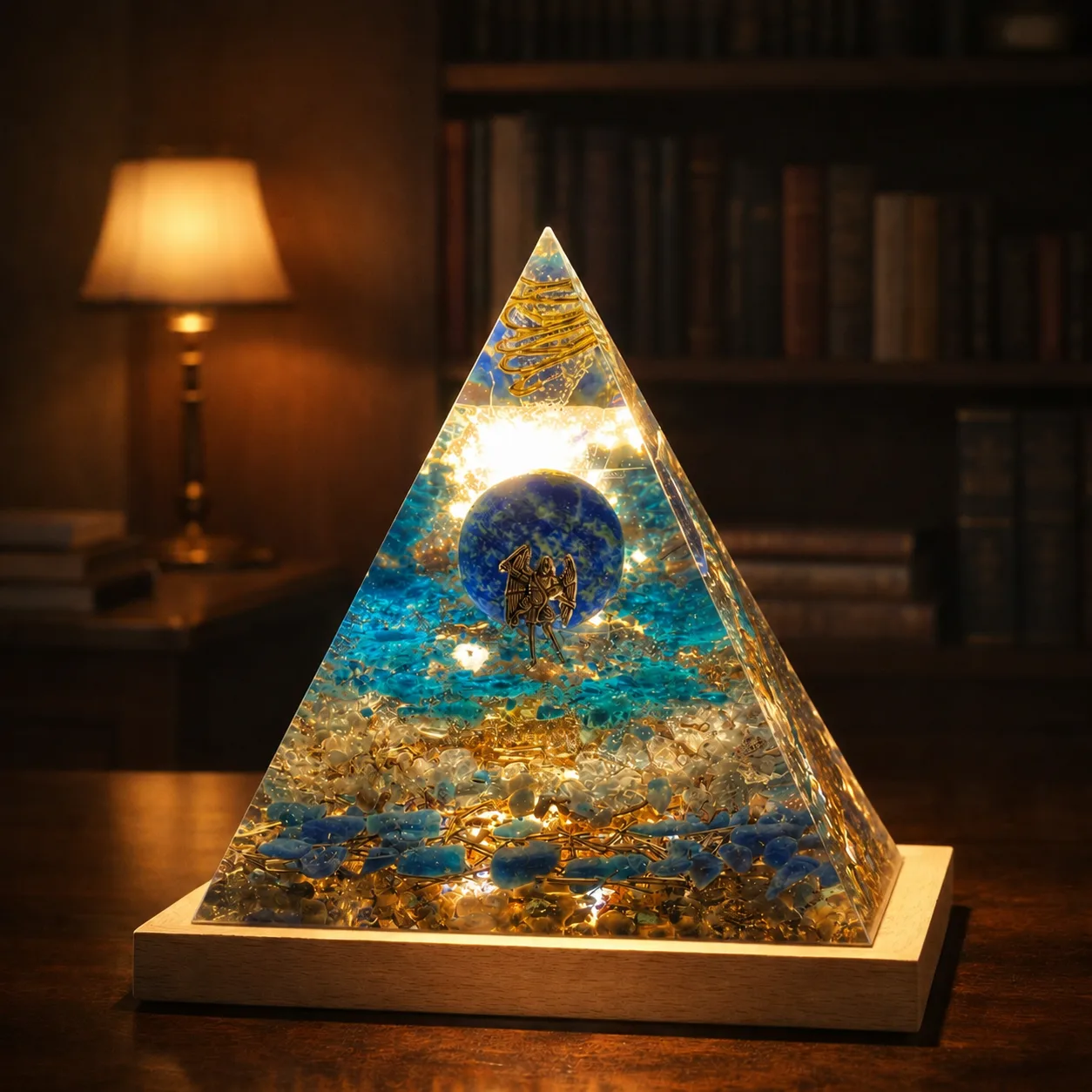 Pyramide Michaël réelle mise en scène dans un environnement généré par IA.
