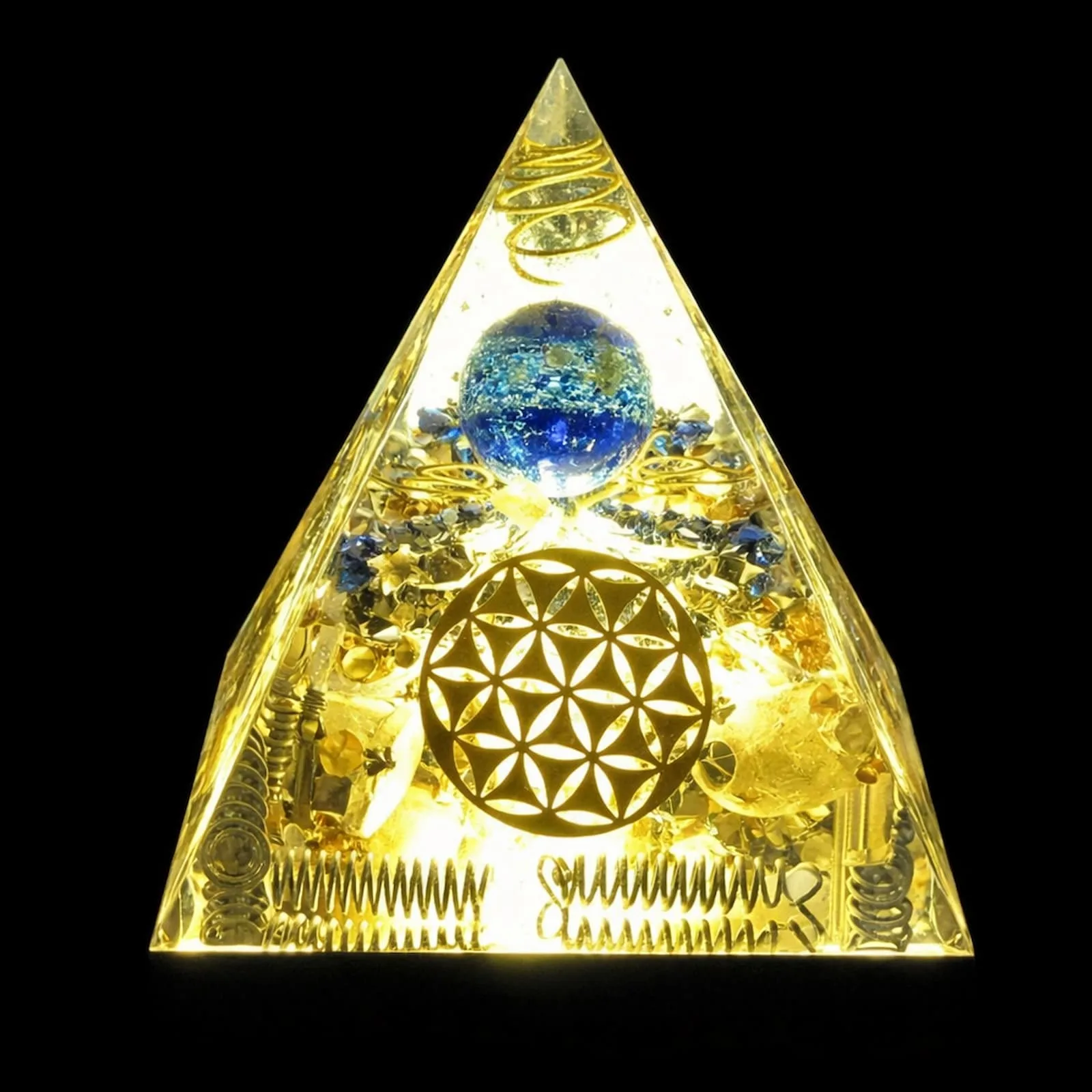 Pyramide mémoire avec sphère lapis lazuli