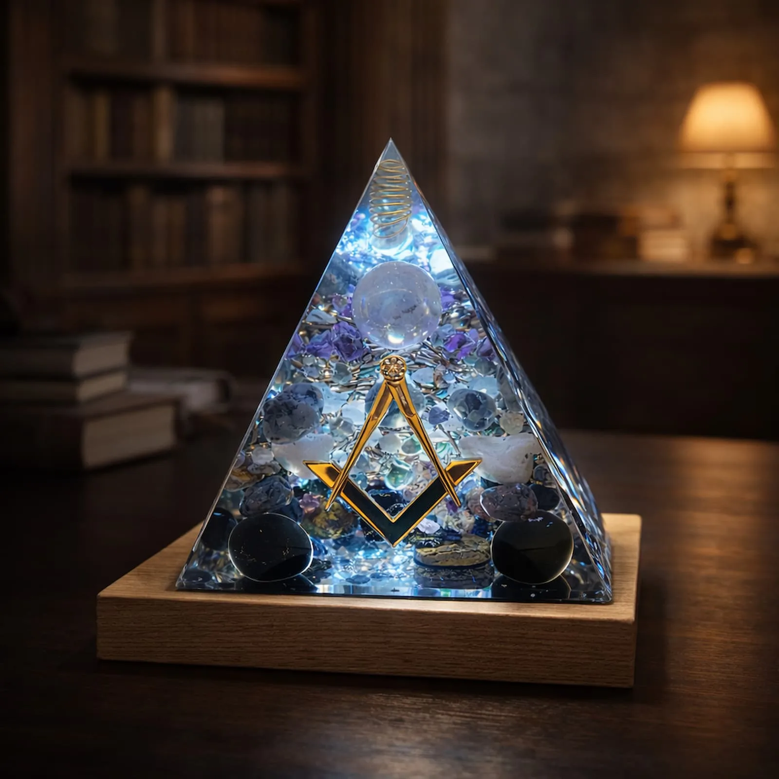 Pyramide maçonnique mise en situation intérieur