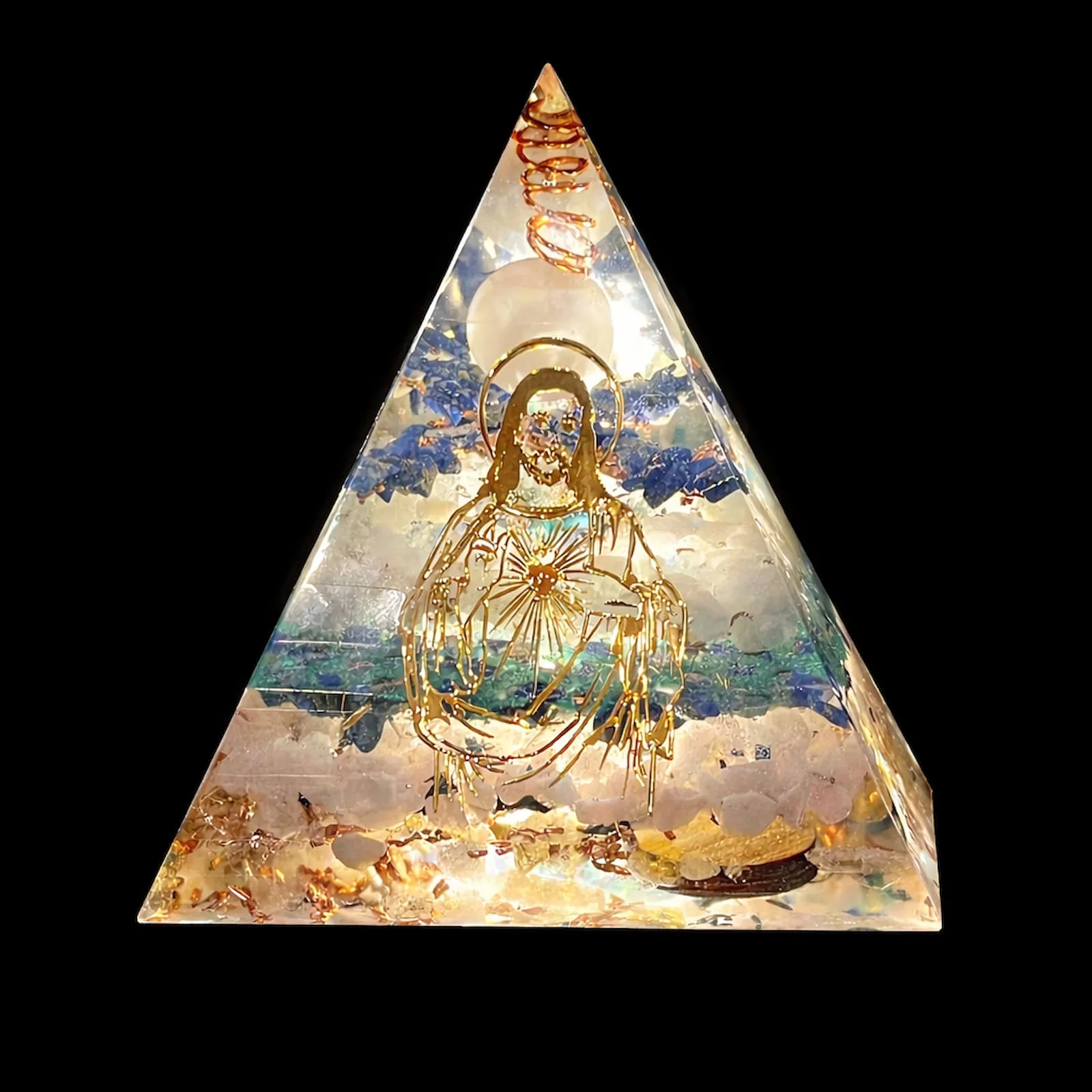 Pyramide orgonite personnalisée symbole Jésus Christ