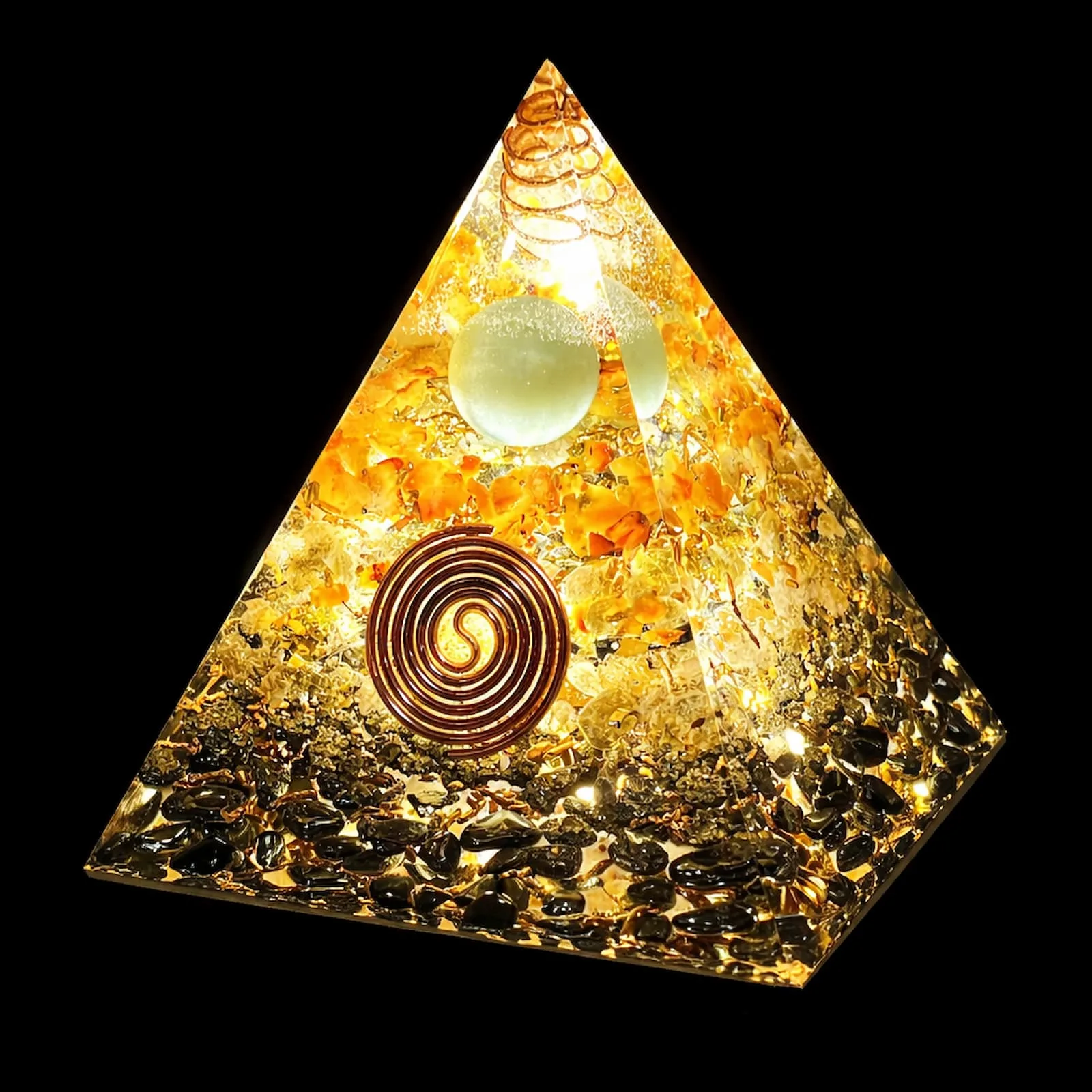 Pyramide orgonite personnalisée avec symbole Spirale