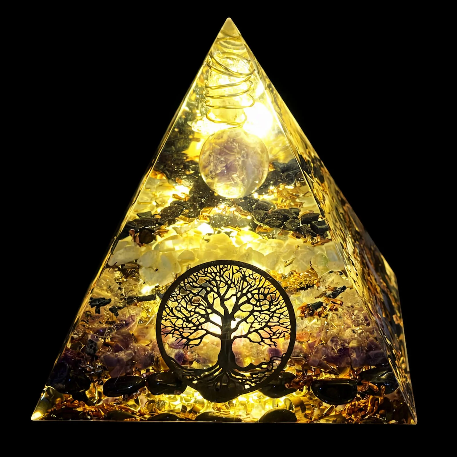 Pyramide Orgonite Personnalisée avec symbole Arbre de vie
