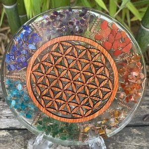 Plateau dynamisant 7 Chakras Fleur de vie