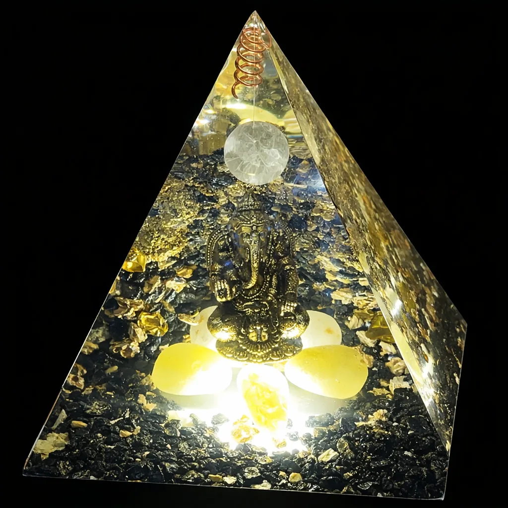 Pyramide orgonite sur mesure symbole Ganesh