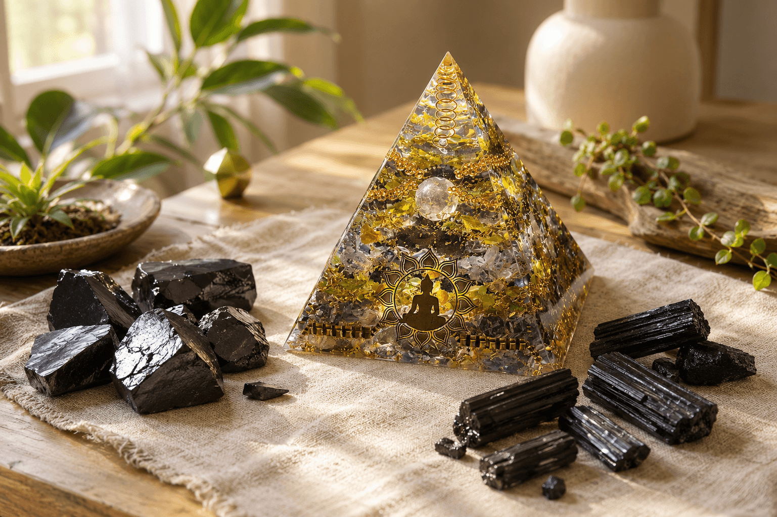 Sélection d’orgonites, shungite et tourmaline noire pour harmonisation énergétique