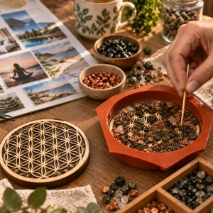 Atelier Donnez vie à vos intentions avec tableau de visualisation et plateau dynamisant OrgoNath. Véritable plateau dynamisant dans un décor généré par IA