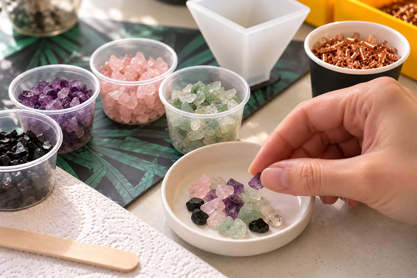 Choisir les éléments de son orgonite Petites pierres naturelles préparées pour la composition d’une orgonite