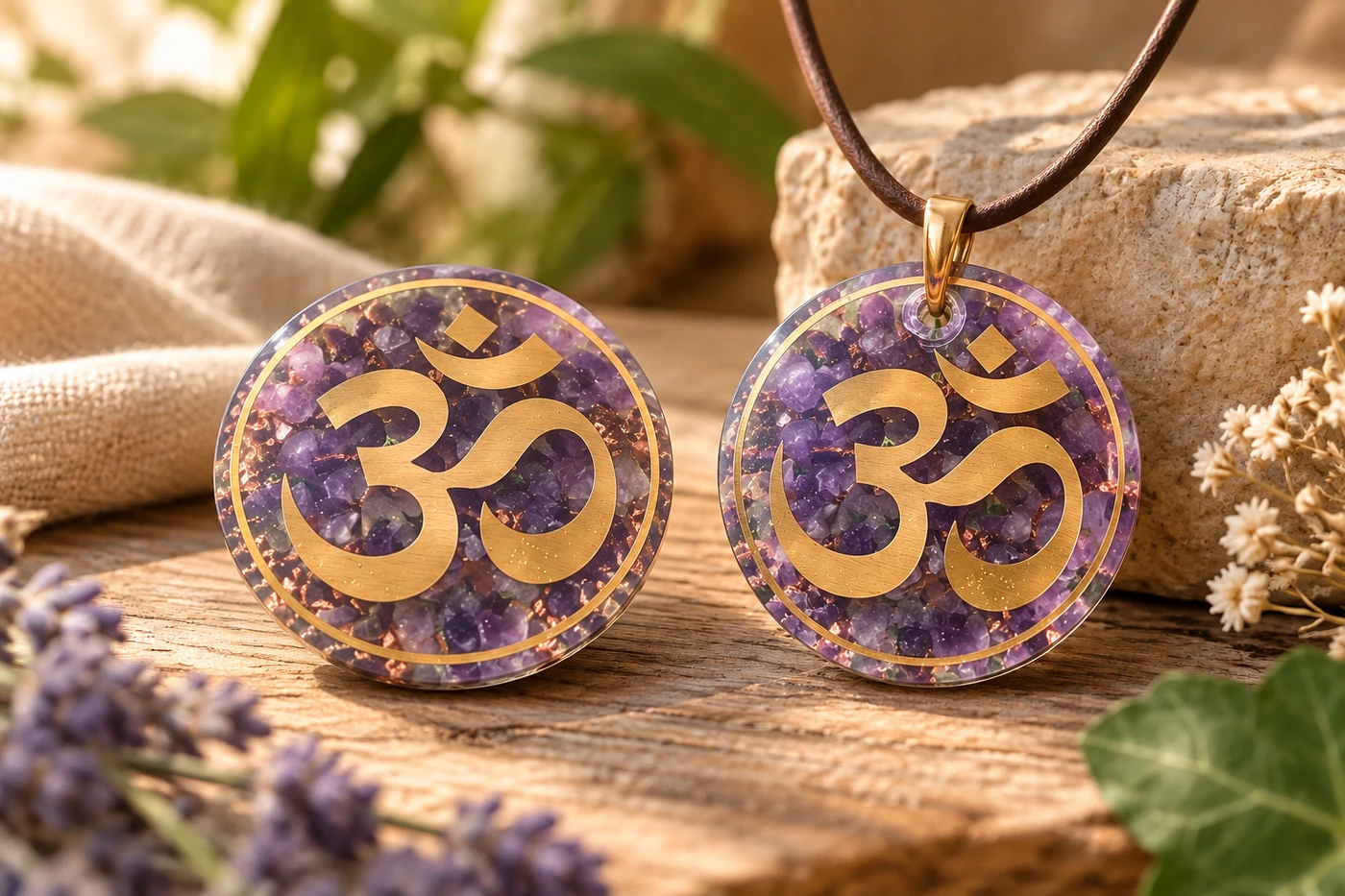 Comparaison douce entre une orgonite de poche et un pendentif orgonite