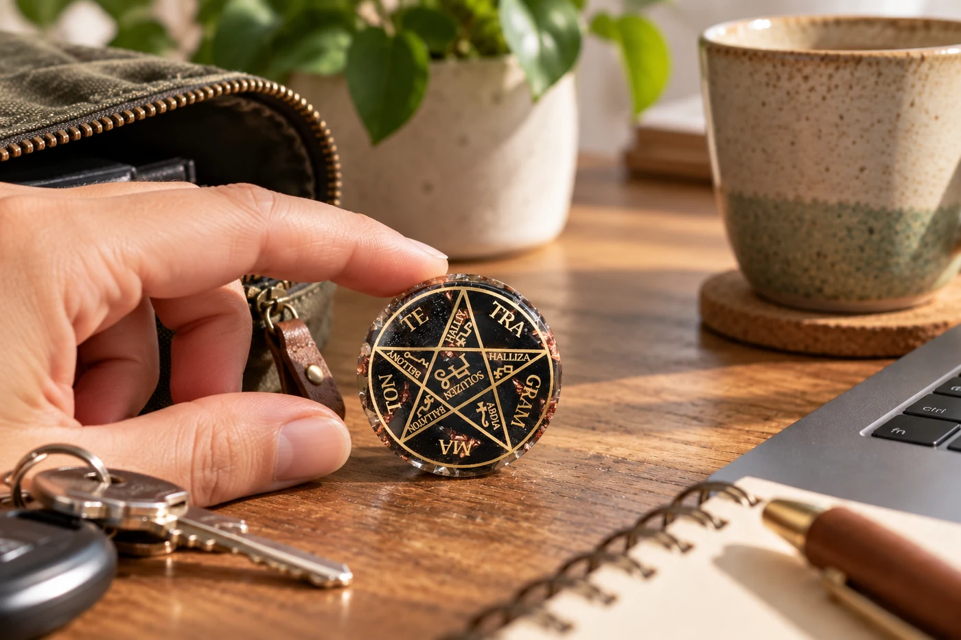 Orgonite de poche et pendentif orgonite dans un univers apaisant et artisanal