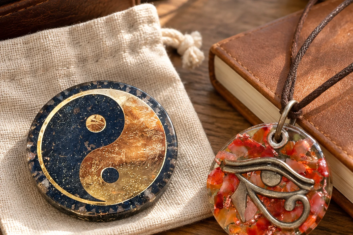 Orgonite de poche et pendentif orgonite utilisés au quotidien avec sobriété