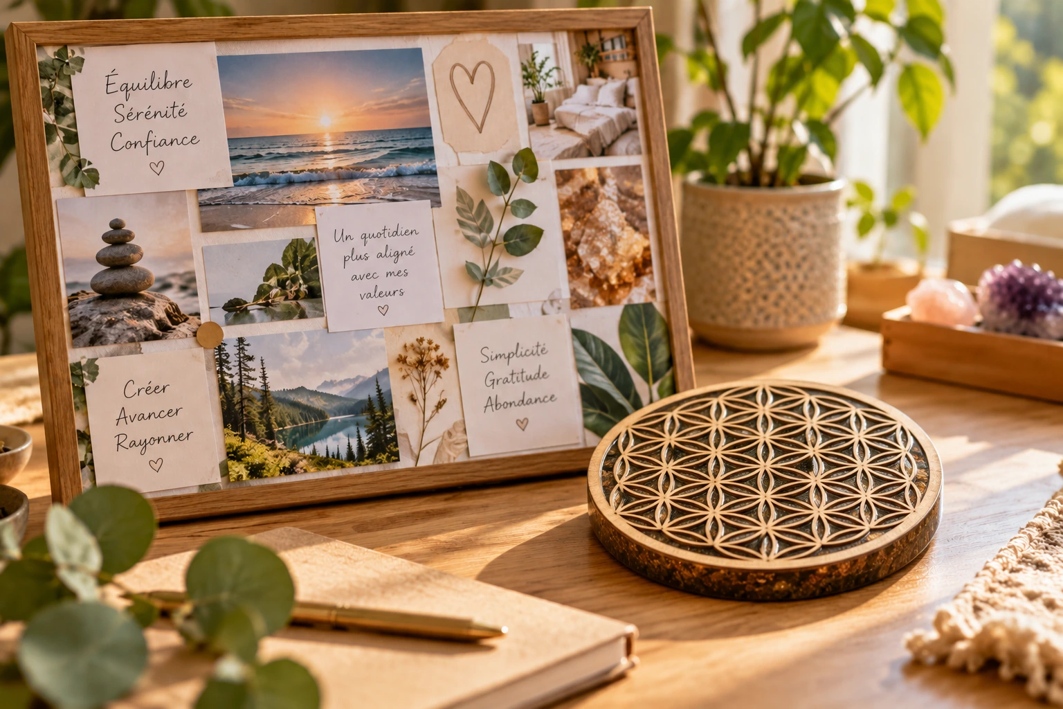 Création artisanale de plateau orgonite inspirée par une intention personnelle